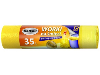 GROSIK Worki na śmieci 35l 15 sztuk z taśmą