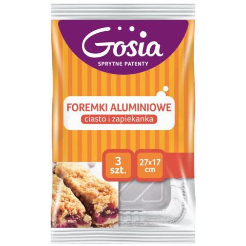 GOSIA Foremki aluminiowe ciasto i zapiekanka 27x17cm 3 sztuki