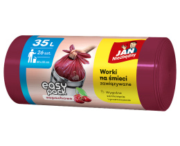 JAN NIEZBĘDNY Worki Easy Pack zawiązywane 35l 26 sztuk Wiśniowe