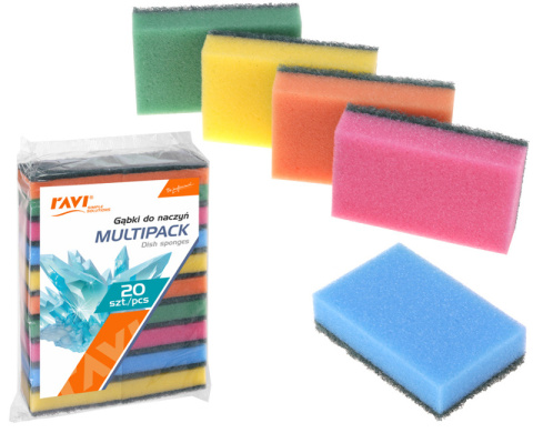RAVI Gąbki kuchenne do naczyń Multipack 20 sztuk