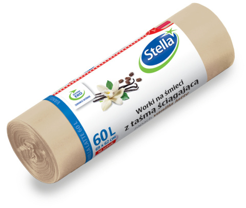 STELLA Worki na śmieci z taśmą VANILLA LATTE 60l 10 sztuk STELLA Worki na śmieci z taśmą VANILLA LATTE 60l 10 sztuk