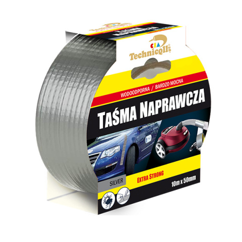 TECHNICQLL Taśma naprawcza DUCT szara rolka 10m/50mm T-284 TECHNICQLL Taśma naprawcza DUCT szara rolka 10m/50mm T-284